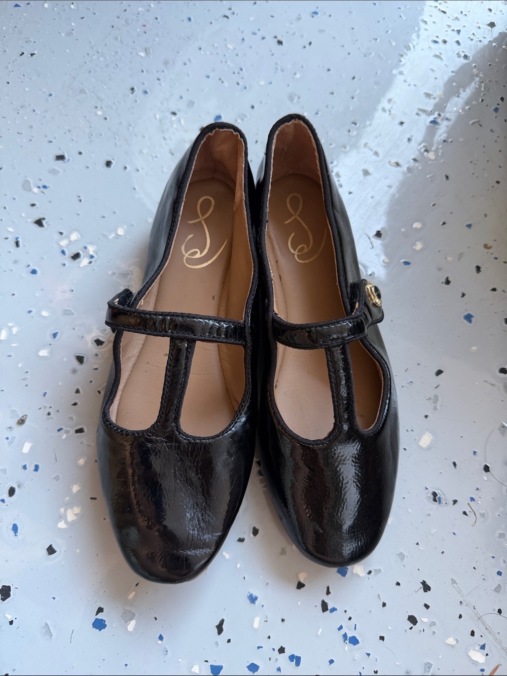Sam Edelman Black Patent T-Strap Mary Jane Kids Shoes
